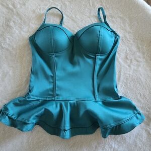 Charlotte Russe Teal Satin Bustier Top